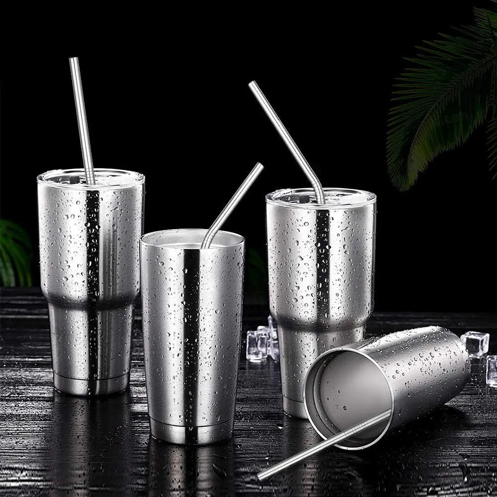 Elegant Reusable Metal Straws Set with Cleaner Brush