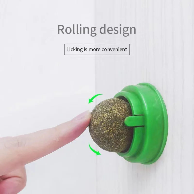 Natural Catnip Wall Stick-on Ball: Purr-fect Vertical Fun for Your Feline Friend!!!