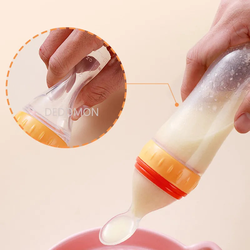 Super-Fun Mess-Free Silicone Squeezing Feeding Bottles