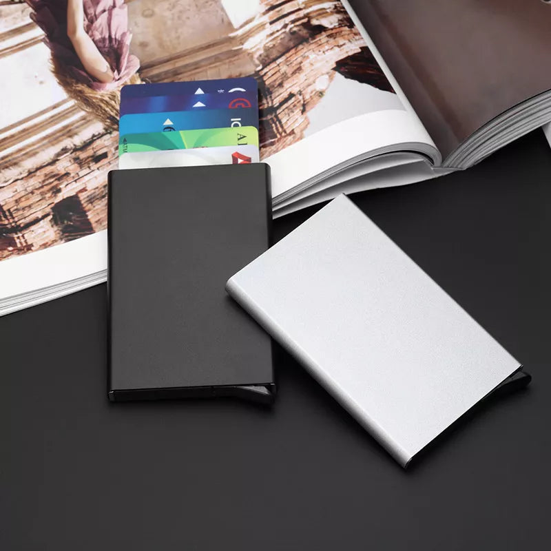 Slim Aluminum Wallet With Elasticity Back Pouch