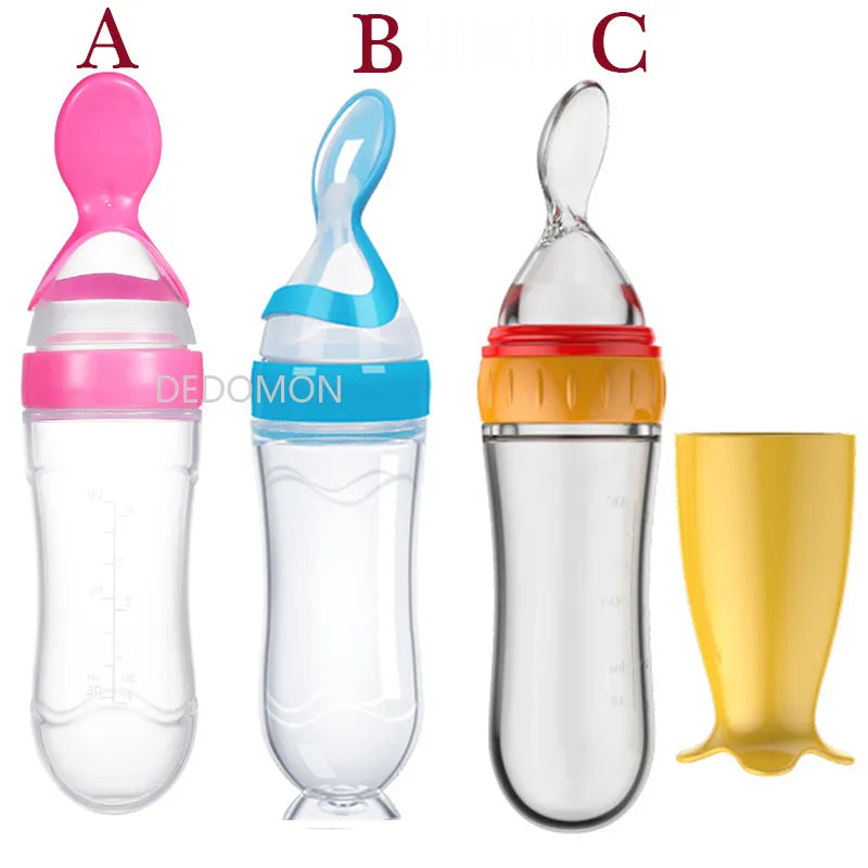 Super-Fun Mess-Free Silicone Squeezing Feeding Bottles