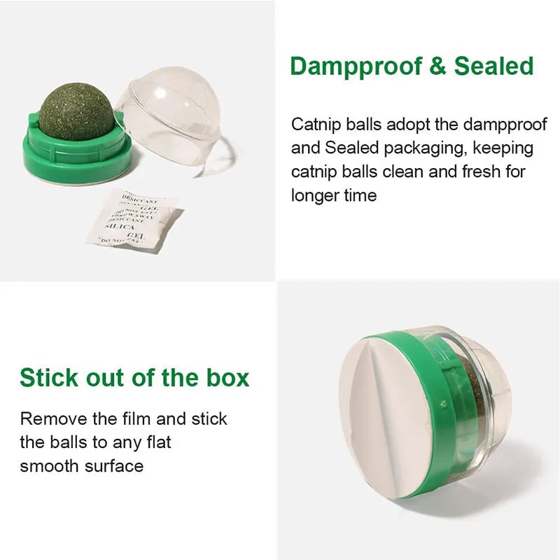 Natural Catnip Wall Stick-on Ball: Purr-fect Vertical Fun for Your Feline Friend!!!