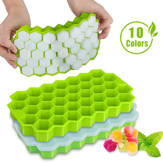 Sleek Honeycomb-Inspired Ice Cube Tray with Removable Lids.