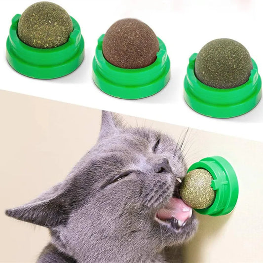 Natural Catnip Wall Stick-on Ball: Purr-fect Vertical Fun for Your Feline Friend!!!