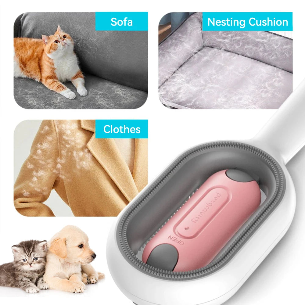 Double-Sided Grooming Comb and Hair Removal Brush with Water Tank