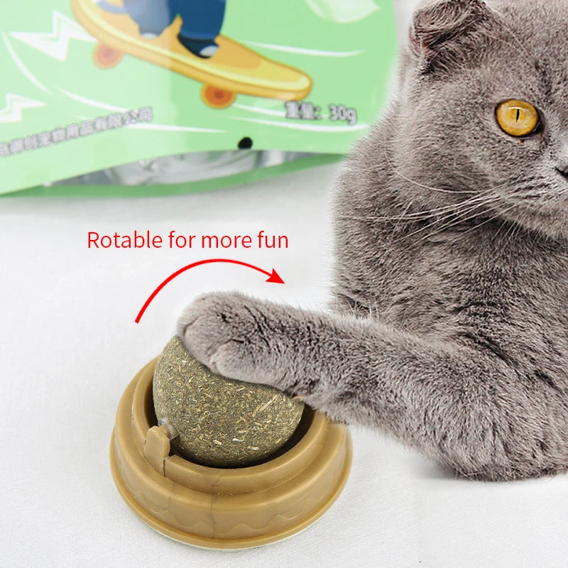 Natural Catnip Wall Stick-on Ball: Purr-fect Vertical Fun for Your Feline Friend!!!