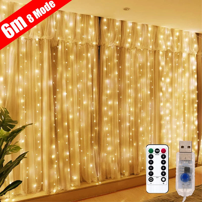 Celestial Sparkle LED Curtain Garland for Enchanting Decor