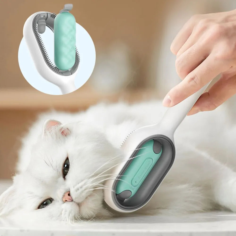 Double-Sided Grooming Comb and Hair Removal Brush with Water Tank