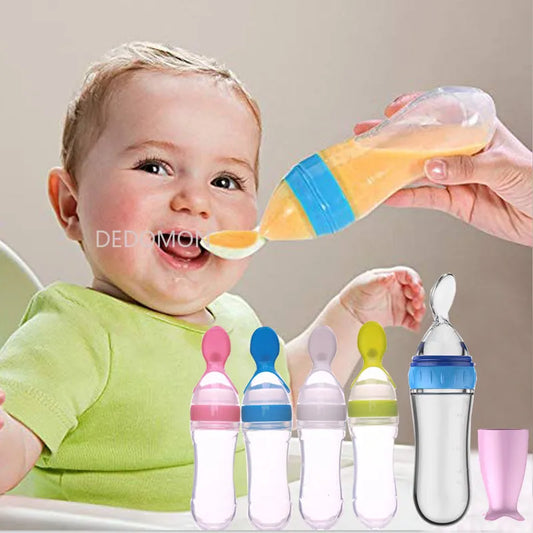 Super-Fun Mess-Free Silicone Squeezing Feeding Bottles