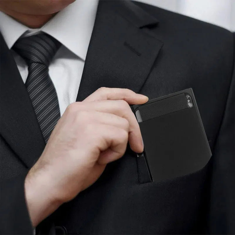 Slim Aluminum Wallet With Elasticity Back Pouch