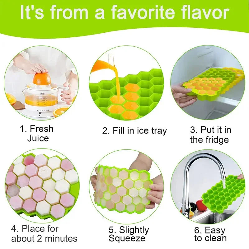 Sleek Honeycomb-Inspired Ice Cube Tray with Removable Lids.
